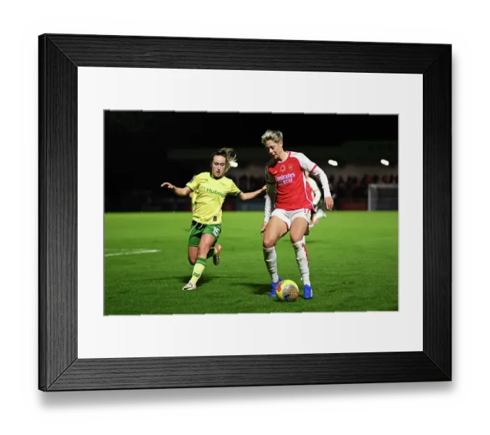 Framed Print : Intense Battle: Arsenal Women vs. Bristol City Women in FA WSL Cup Match