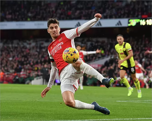 Arsenal's Kai Havertz Battles for Possession Against Burnley in 2023-24 Premier League