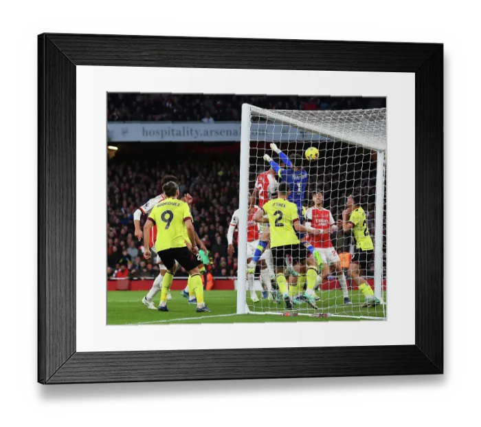 Framed Print : Arsenal's Saliba Scores Second Goal Against Burnley in 2023-24 Premier League