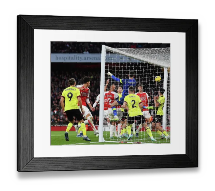 Framed Print : Saliba Scores Again: Arsenal Secure 2-0 Lead Over Burnley (Premier League 2023-24)
