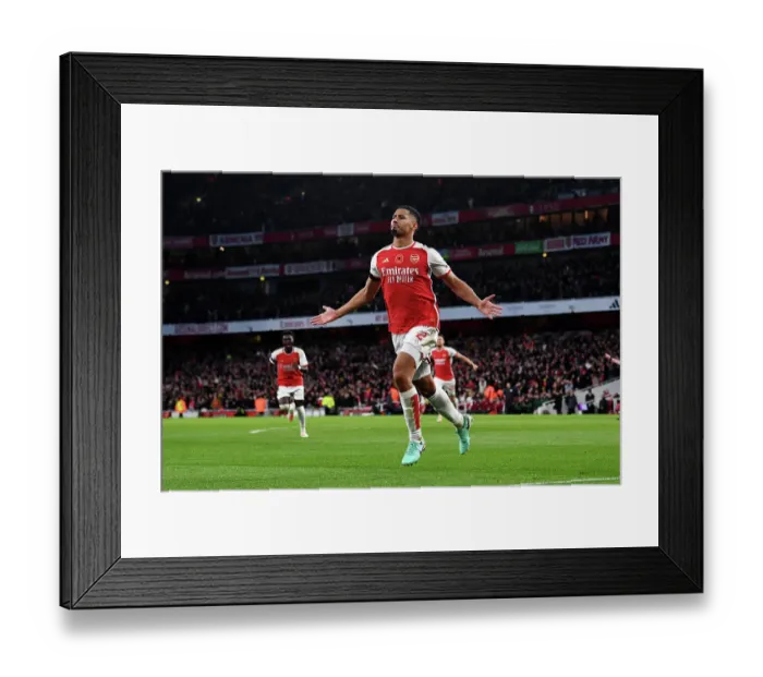 Framed Print : Saliba Strikes: Arsenal Take 2-0 Lead Over Burnley (2023-24)