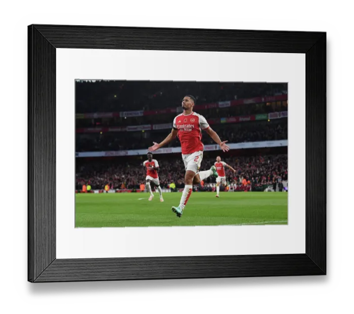 Framed Print : Saliba's Stunner: Arsenal Clinch 2-0 Win Over Burnley (2023-24)