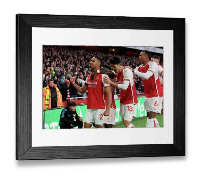 Framed Print : Saliba Scores the Winner: Arsenal Triumphs 2-0 over Burnley (2023-24)