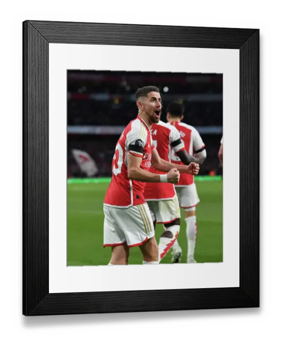 Framed Print : Jorginho Scores Arsenal's Second Goal: Arsenal 2-0 Burnley (Premier League 2023-24)