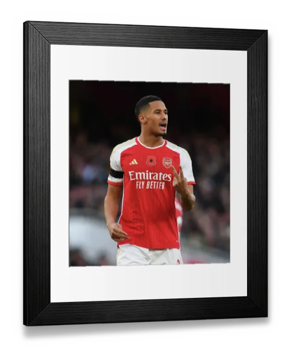 Framed Print : William Saliba's Debut: Arsenal Takes on Burnley (2023-24)