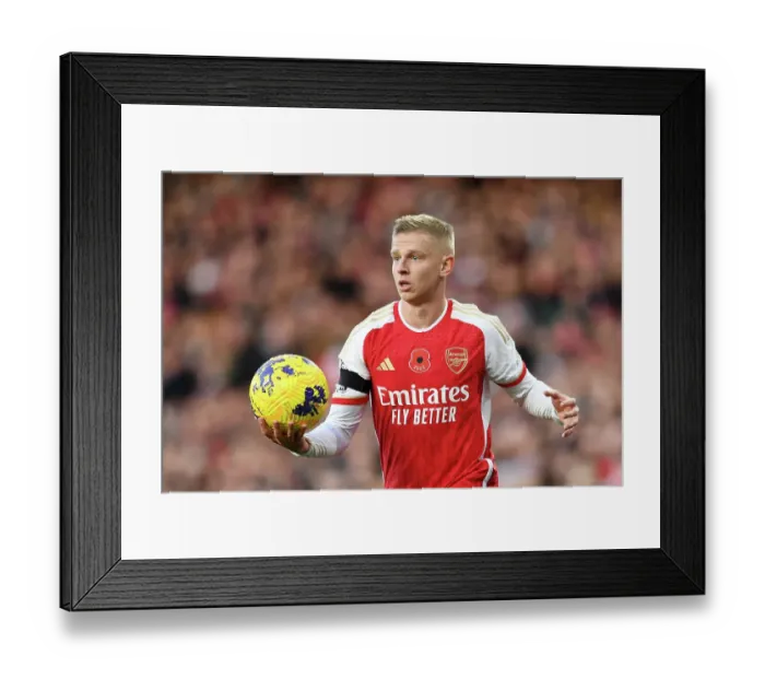 Framed Print : Arsenal's Zinchenko Prepares for Throw-In Against Burnley in 2023-24 Premier League