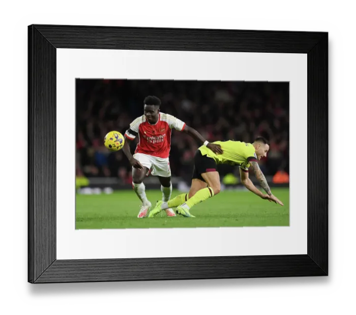 Framed Print : Arsenal vs Burnley: Bukayo Saka Faces Off Against Josh Brownhill in Premier League Clash (2023-24) Framed Print : Arsenal vs Burnley: Bukayo Saka Faces Off Against Josh Brownhill in Premier League Clash (2023-24)