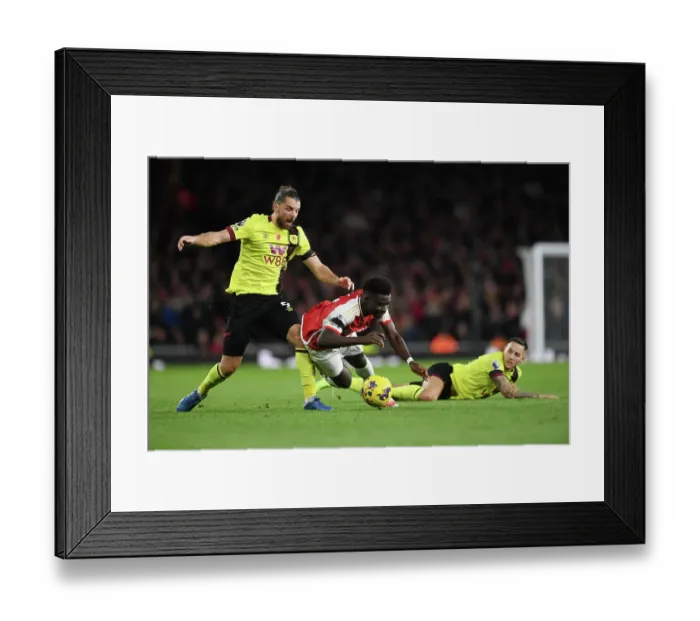 Framed Print : Arsenal vs Burnley: Bukayo Saka Faces Off Against Rodriguez and Brownhill in Intense Premier League Clash (2023-24) Framed Print : Arsenal vs Burnley: Bukayo Saka Faces Off Against Rodriguez and Brownhill in Intense Premier League Clash (2023-24)