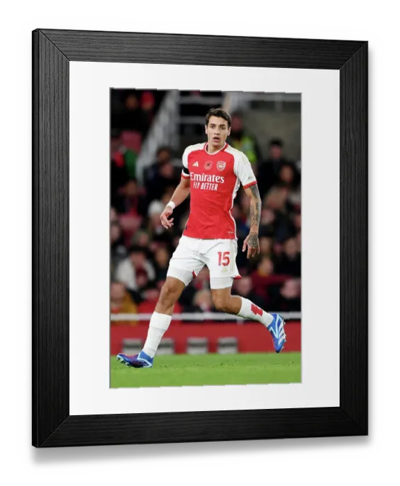 Framed Print : Arsenal vs Burnley: Jakub Kiwior's Intense Focus at Emirates Stadium (Premier League 2023-24)