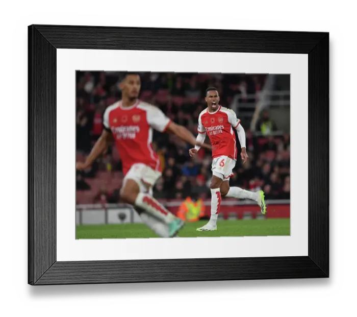 Framed Print : Gabriel Magalhaes in Action: Arsenal vs Burnley, Premier League 2023-24
