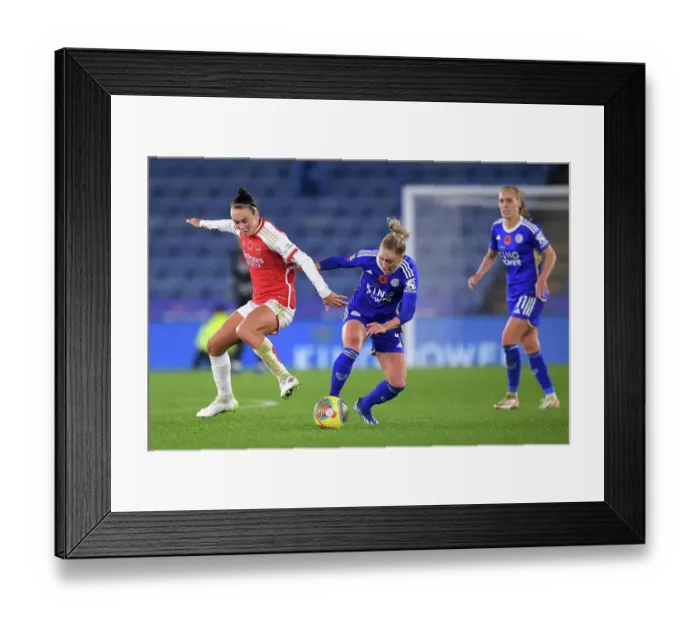 Framed Print : Battle for Possession: Leicester City vs. Arsenal FC - Barclays Women's Super League