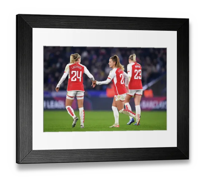 Framed Print : Arsenal Women's Super League Dominance: Pelova Scores Record-Breaking Fourth Goal in Leicester Rout