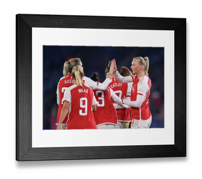 Framed Print : Arsenal Women's Super League Dominance: Stina Blackstenius Scores Fifth Goal in Leicester Rout