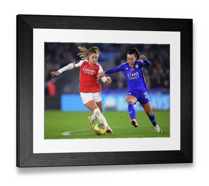 Framed Print : Leicester City vs. Arsenal FC: Tense Women's Super League Clash at The King Power Stadium