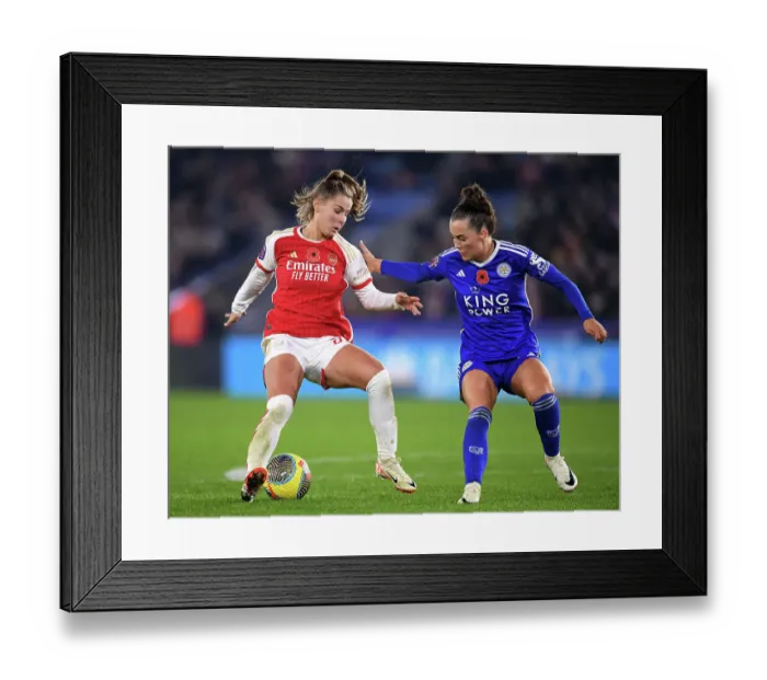 Framed Print : Intense Battle: Leicester City vs. Arsenal FC - Women's Super League Framed Print : Intense Battle: Leicester City vs. Arsenal FC - Women's Super League