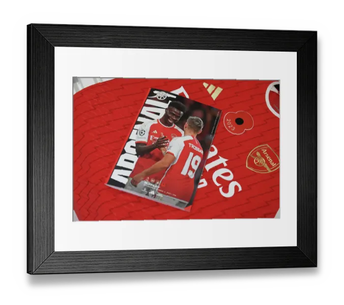 Framed Print : Arsenal FC vs Burnley FC: Matchday Programme in Arsenal Changing Room (2023-24) Framed Print : Arsenal FC vs Burnley FC: Matchday Programme in Arsenal Changing Room (2023-24)