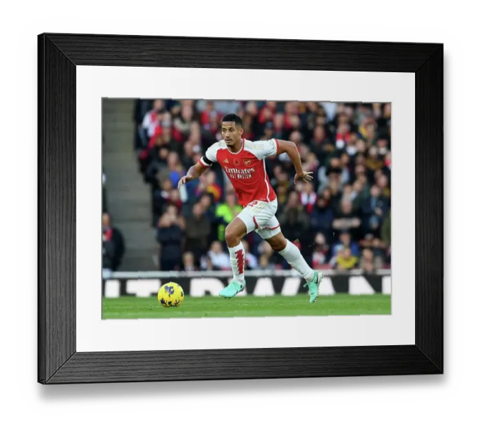 Framed Print : Arsenal's William Saliba Sprints Past Burnley Defenders in 2023-24 Premier League Clash Framed Print : Arsenal's William Saliba Sprints Past Burnley Defenders in 2023-24 Premier League Clash