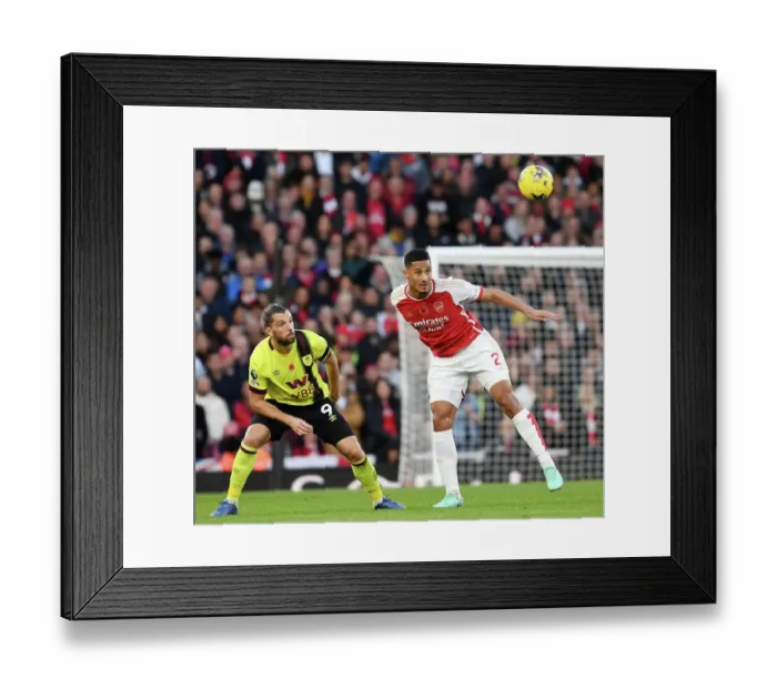 Framed Print : William Saliba Under Fire: Intense Pressure from Burnley in Arsenal's Premier League Showdown (2023-24) Framed Print : William Saliba Under Fire: Intense Pressure from Burnley in Arsenal's Premier League Showdown (2023-24)