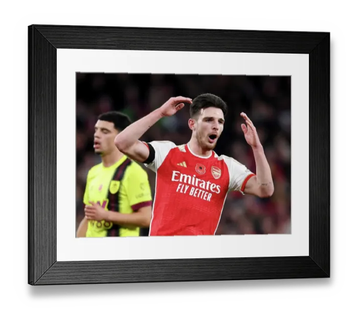 Framed Print : Arsenal vs Burnley: Declan Rice's Reaction - Premier League 2023-24 Framed Print : Arsenal vs Burnley: Declan Rice's Reaction - Premier League 2023-24