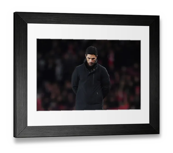 Framed Print : Arsenal vs Burnley: Mikel Arteta's Intense Focus at Emirates Stadium (2023-24)