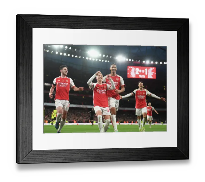 Framed Print : Arsenal's Triumph: Zinchenko, Rice, Saliba, and Martinelli Celebrate Goals Against Burnley (2023-24) Framed Print : Arsenal's Triumph: Zinchenko, Rice, Saliba, and Martinelli Celebrate Goals Against Burnley (2023-24)