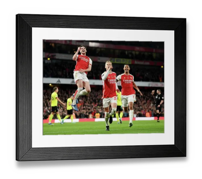 Framed Print : Zinchenko's Hat-Trick: Arsenal's Thrilling Victory over Burnley (2023-24)