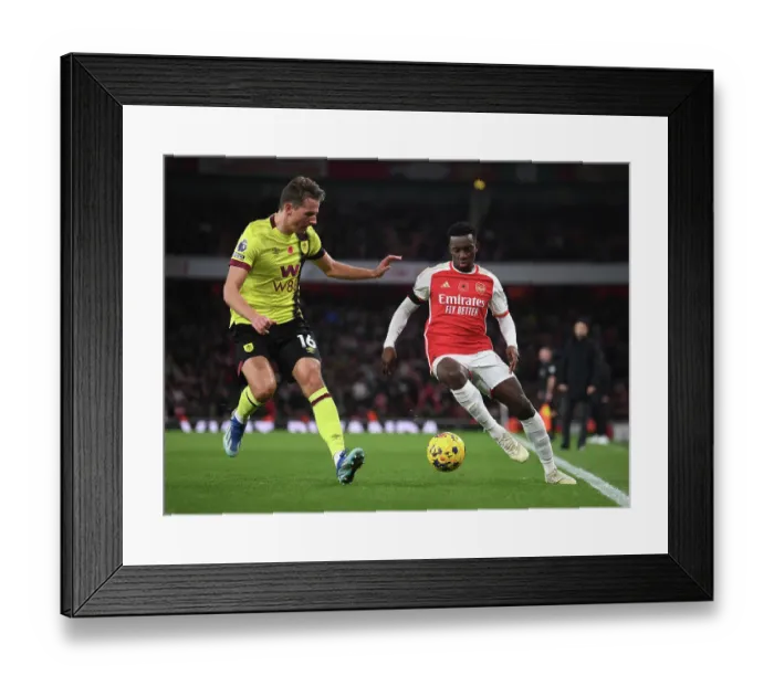 Framed Print : Arsenal vs Burnley: Nketiah Clashes with Berge in Premier League Showdown (2023-24) Framed Print : Arsenal vs Burnley: Nketiah Clashes with Berge in Premier League Showdown (2023-24)