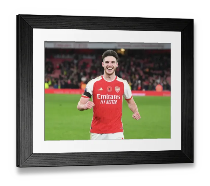 Framed Print : Arsenal's Thrilling Victory Over Burnley: Declan Rice Leads the Celebrations (2023-24 Premier League)