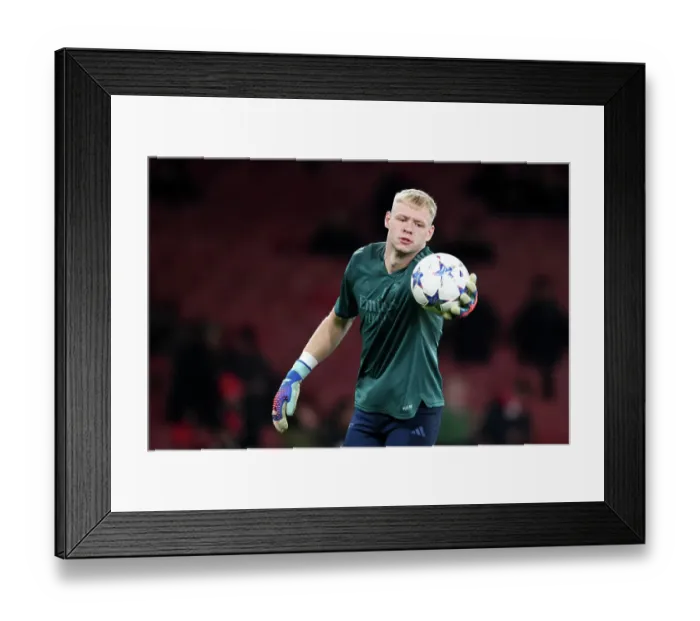 Framed Print : Arsenal's Aaron Ramsdale Gears Up: Arsenal vs Sevilla, UEFA Champions League 2023-24