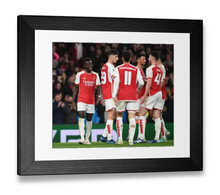 Framed Print : Arsenal's Saka Scores Brace: Arsenal FC 2-0 Sevilla FC - UEFA Champions League 2023 / 24