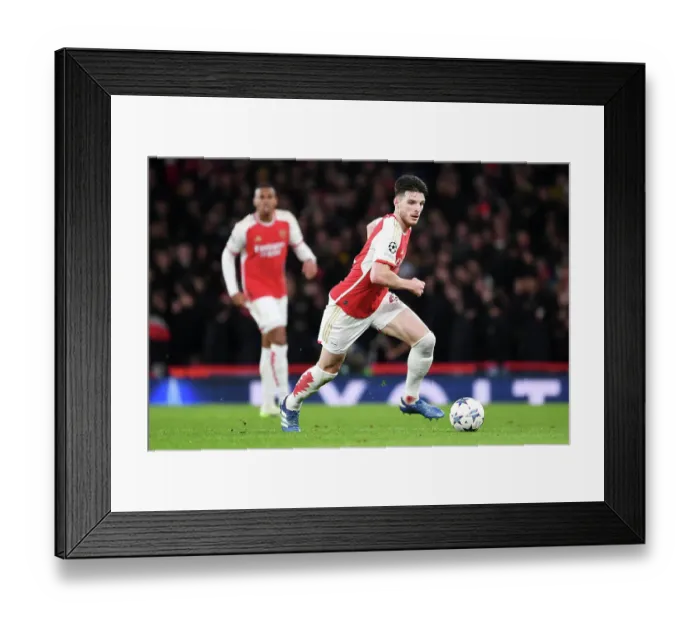 Framed Print : Arsenal vs Sevilla: Group B - UEFA Champions League 2023 / 24: Declan Rice in Action Framed Print : Arsenal vs Sevilla: Group B - UEFA Champions League 2023 / 24: Declan Rice in Action
