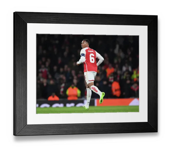 Framed Print : Arsenal's Gabriel Faces Off: Battle of the Champions - Arsenal FC vs Sevilla FC, 2023 / 24 Framed Print : Arsenal's Gabriel Faces Off: Battle of the Champions - Arsenal FC vs Sevilla FC, 2023 / 24