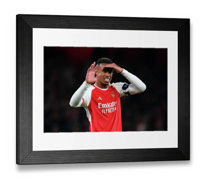 Framed Print : Arsenal's Gabriel Celebrates with Fans after Victory over Sevilla in 2023-24 Champions League