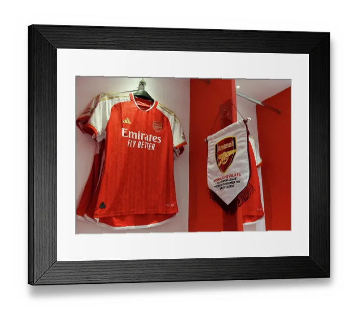 Framed Print : Arsenal FC Dressing Room Unveiled: Arsenal vs Sevilla, UEFA Champions League 2023 / 24