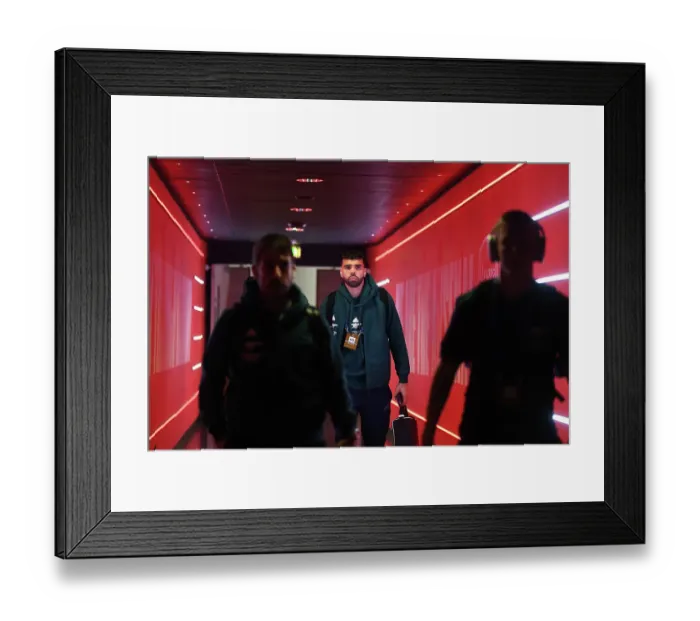 Framed Print : Arsenal FC vs Sevilla FC: Arrival of Arsenal's David Raya at Emirates Stadium - UEFA Champions League 2023 / 24 Framed Print : Arsenal FC vs Sevilla FC: Arrival of Arsenal's David Raya at Emirates Stadium - UEFA Champions League 2023 / 24