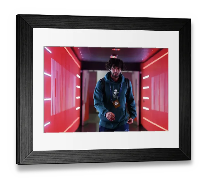 Framed Print : Arsenal FC vs Sevilla FC: Mohamed Elneny Arrives at Emirages Stadium - UEFA Champions League 2023 / 24