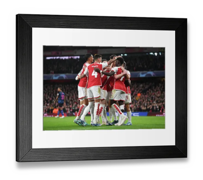 Framed Print : Arsenal Celebrates First Goal Against Sevilla in 2023-24 UEFA Champions League Framed Print : Arsenal Celebrates First Goal Against Sevilla in 2023-24 UEFA Champions League
