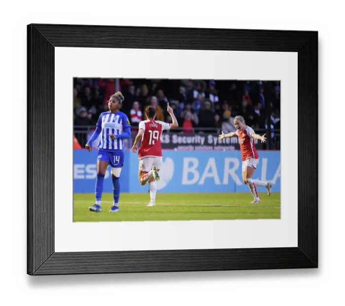 Framed Print : Arsenal Women's Super League Triumph: Caitlin Foord's Game-Winning Goal vs. Brighton & Hove Albion