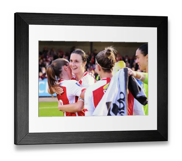 Framed Print : Arsenal Embrace Victory: Brighton & Hove Albion vs Arsenal FC - Barclays Women's Super League (2023-24)