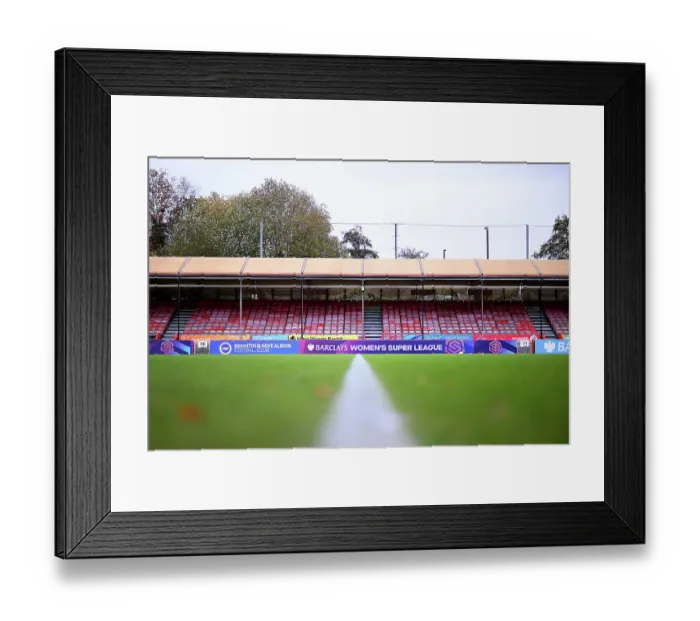 Framed Print : Showdown at Broadfield Stadium: Barclays Women's Super League Clash between Brighton & Hove Albion and Arsenal FC (2023-24)