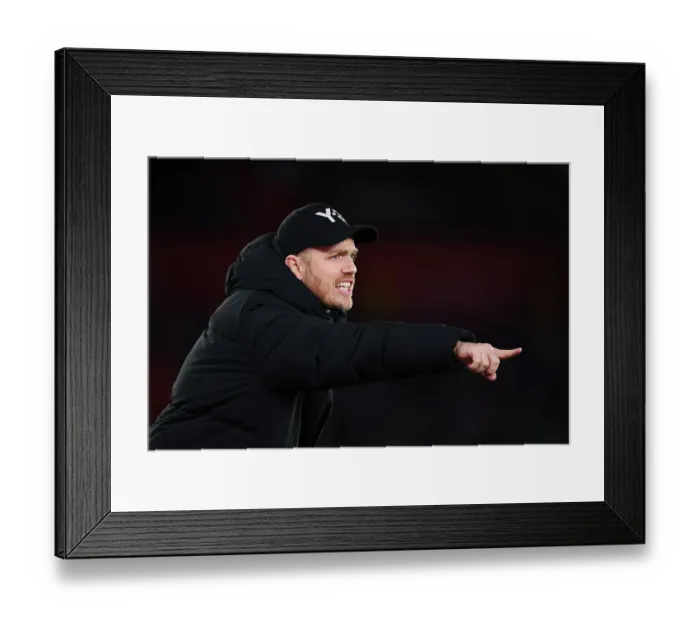 Framed Print : Conti Cup: Arsenal Women's Manager Eidevall Reacts to Victory over Southampton Women Framed Print : Conti Cup: Arsenal Women's Manager Eidevall Reacts to Victory over Southampton Women