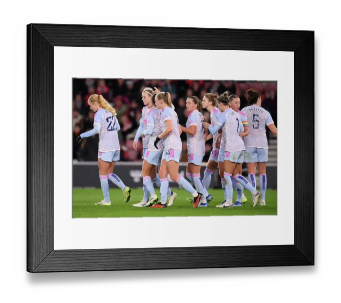 Framed Print : Arsenal Women Celebrate Second Goal in Conti Cup 2023-24 Against Southampton