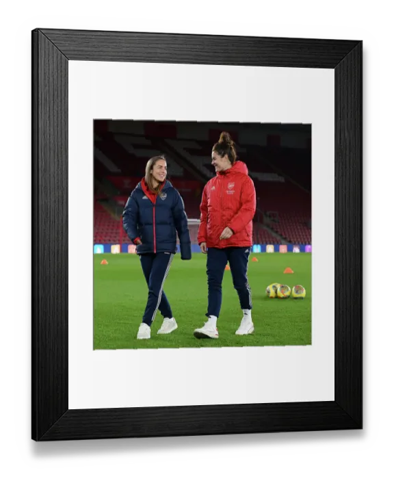 Framed Print : Arsenal Women Prepare for FA Cup Match against Southampton: Pitch Inspection at St. Mary's Stadium