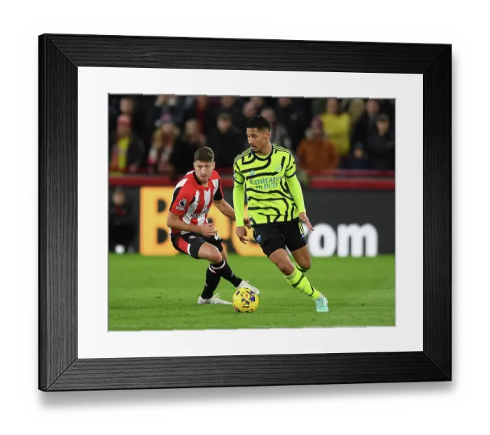 Framed Print : William Saliba in Action: Arsenal vs. Brentford, Premier League 2023-24