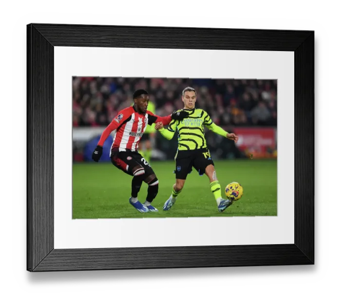 Framed Print : Brentford vs. Arsenal: Intense Battle for Possession in the Premier League (2023-24)
