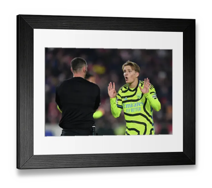 Framed Print : Martin Odegaard's Reaction: Brentford vs Arsenal, Premier League 2023-24 Framed Print : Martin Odegaard's Reaction: Brentford vs Arsenal, Premier League 2023-24