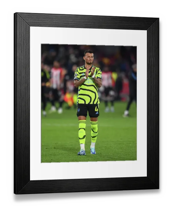 Framed Print : Arsenal's Ben White Applauds Fans After Brentford Victory (2023-24)