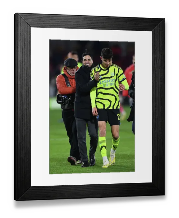 Framed Print : Arsenal's Victory at Brentford: Mikel Arteta Celebrates with Kai Havertz Framed Print : Arsenal's Victory at Brentford: Mikel Arteta Celebrates with Kai Havertz