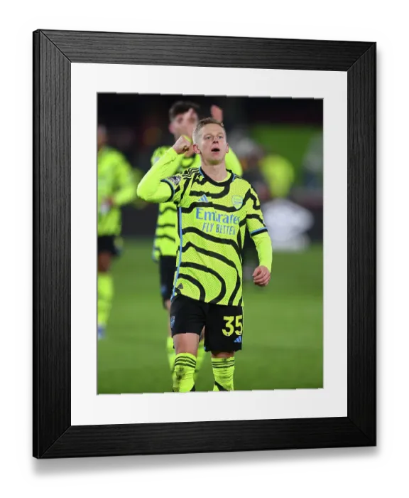 Framed Print : Arsenal's Zinchenko Celebrates Goal Against Brentford in 2023-24 Premier League Framed Print : Arsenal's Zinchenko Celebrates Goal Against Brentford in 2023-24 Premier League