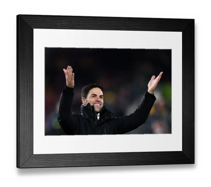 Framed Print : Mikel Arteta Celebrates Arsenal's Premier League Victory at Brentford's Gtech Community Stadium (2023-24) Framed Print : Mikel Arteta Celebrates Arsenal's Premier League Victory at Brentford's Gtech Community Stadium (2023-24)